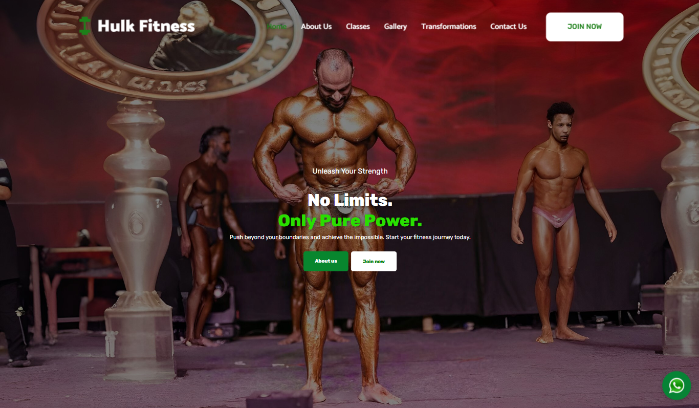 Hulk Fitness website designed by Wagoncloud Studio